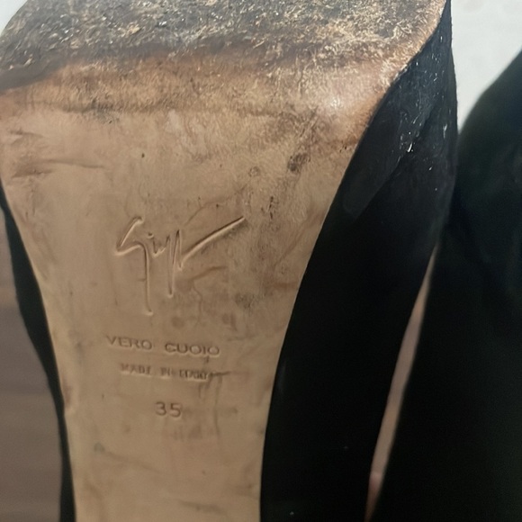 Giuseppe Zanotti Black Suede Peep Toe Platform Ankle Strap Pumps Size 35 - Picture 7 of 9